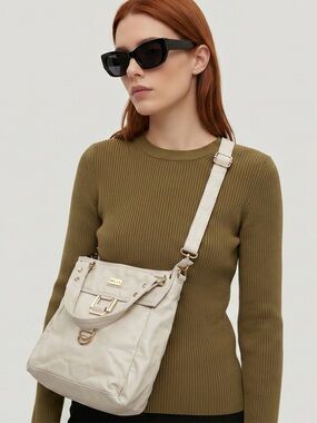 Bella Cream BoHo Large Leather Handbag Purse Gold Hardware—Gorgeous!!!!!!